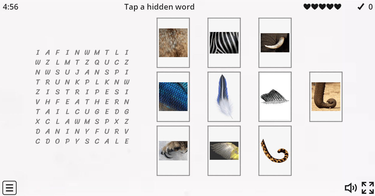 7.4 Animal Body Parts (Wordsearch)